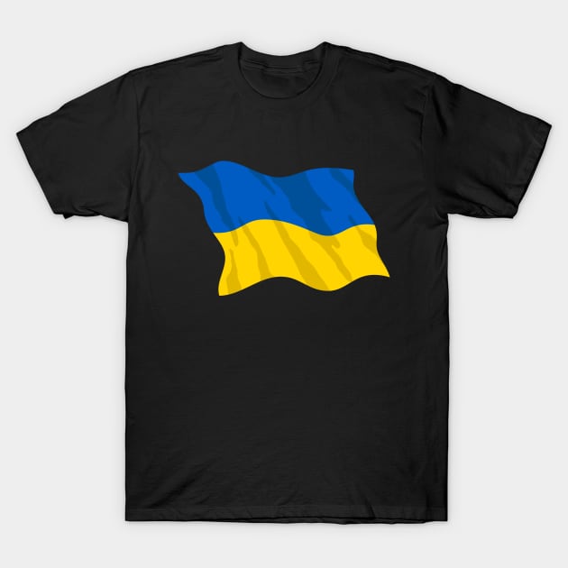 Waving Ukraine Flag Beautiful Blue and Yellow T-Shirt by hobrath